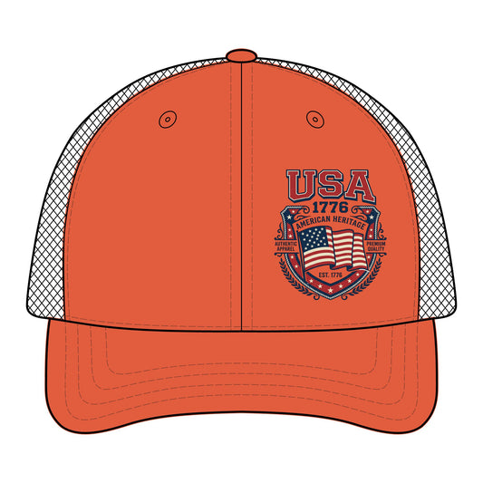 USA 1776 Patriotic Trucker Cap – American Flag Heritage Mesh Hat