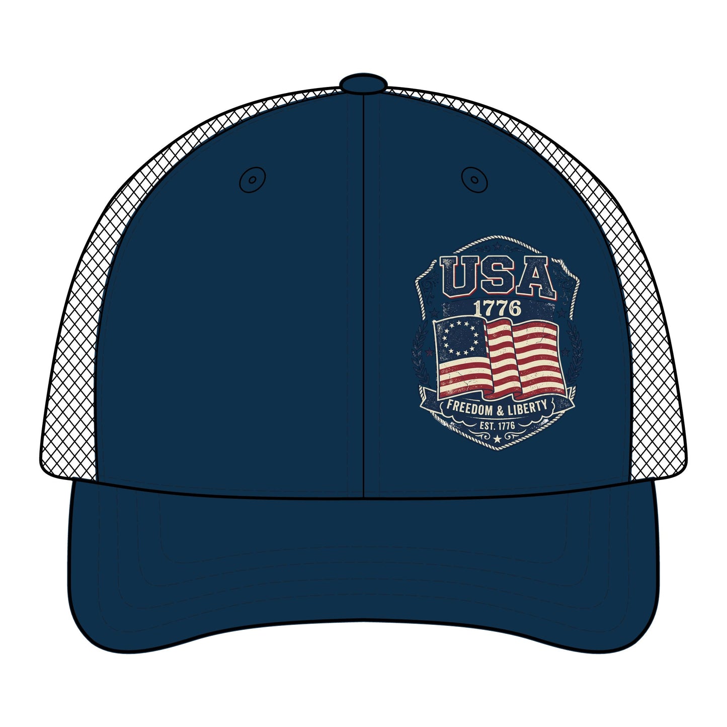 USA Flag Trucker Cap — Freedom & Liberty Mesh Back Hat