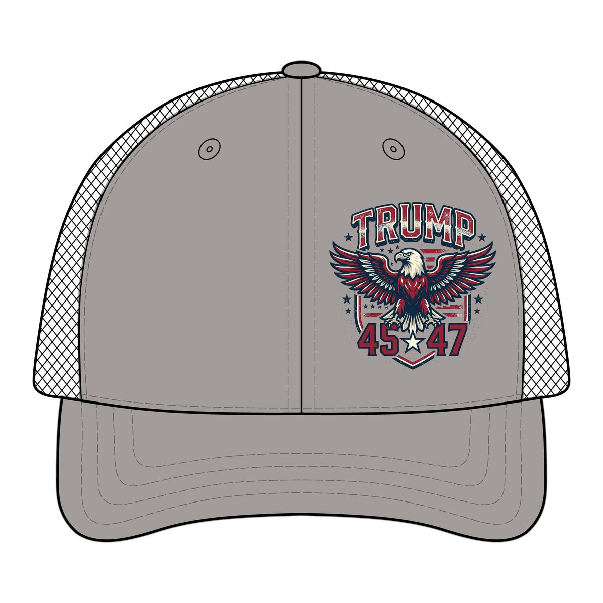 Trucker Cap - "TRUMP 4547" Eagle Embroidered Mesh Back Flexfit