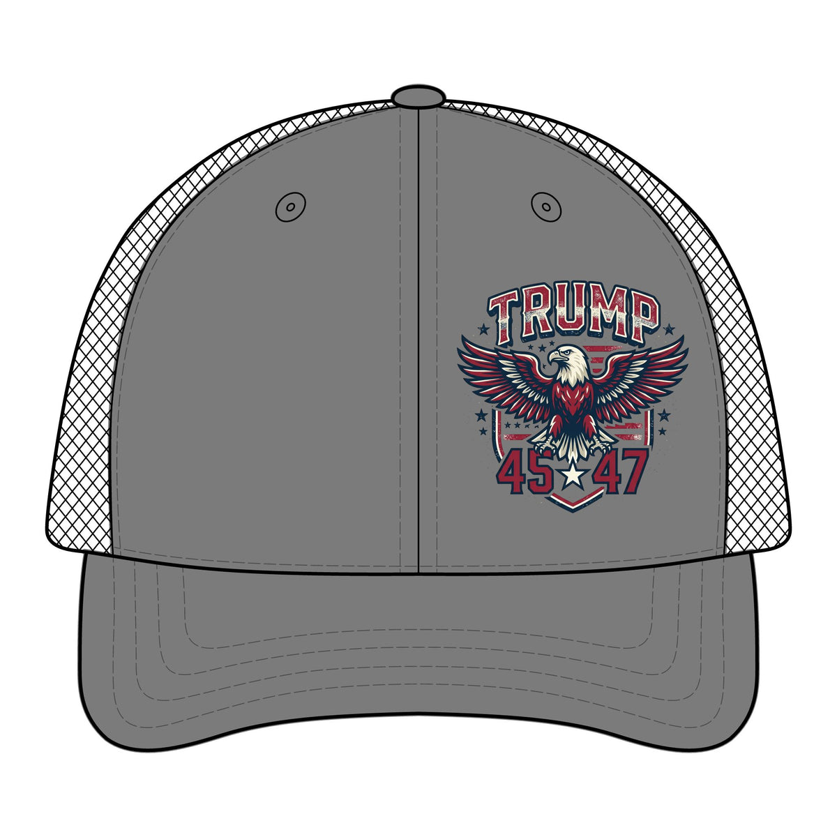 Trucker Cap - "TRUMP 4547" Eagle Embroidered Mesh Back Flexfit