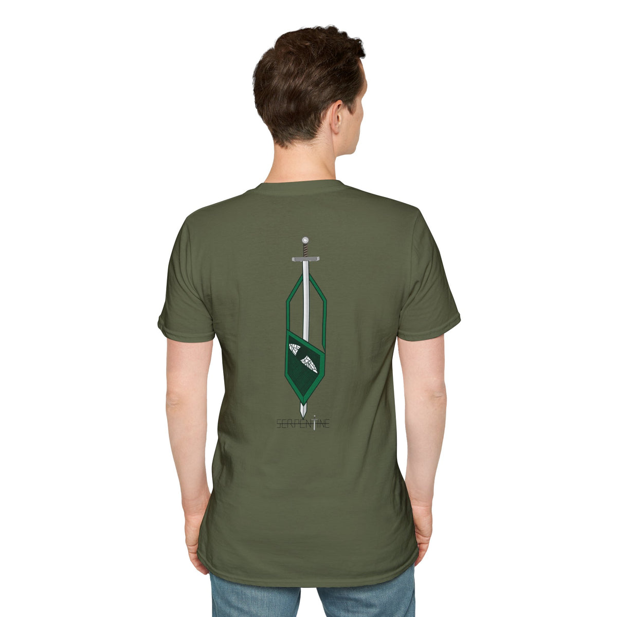 SERPENTINE Sword Crest T-Shirt — Medieval Banner Graphic Tee